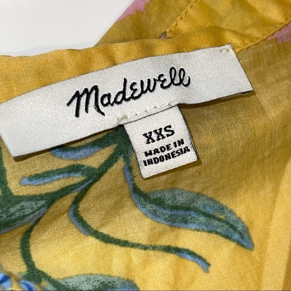 Madewell Ruffle Sleeve Button Down Top Painted Blooms XXS - Picture 12 of 16